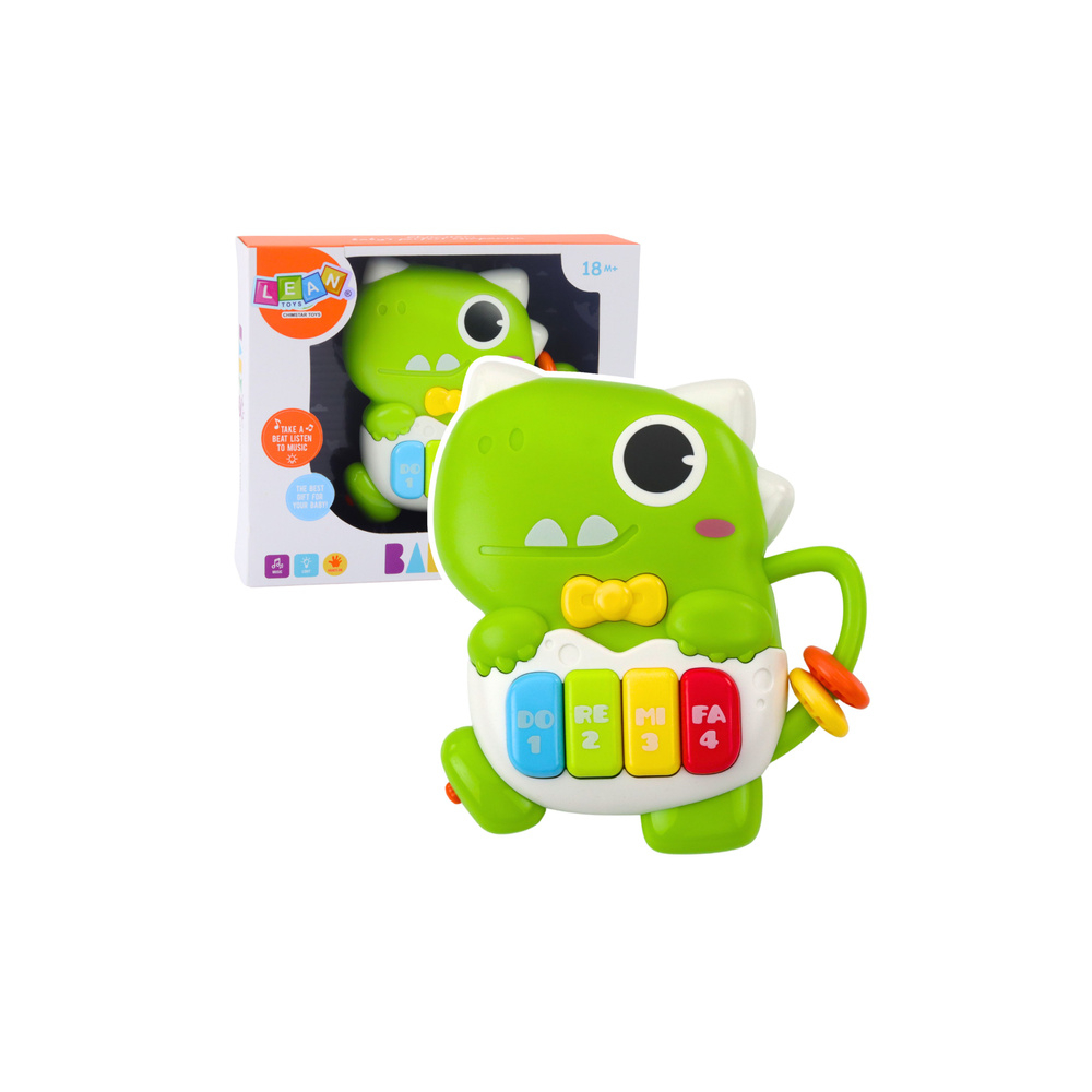 Mini Pianinko Dla Malucha Dinozaur Zielony Światła Dźwięki