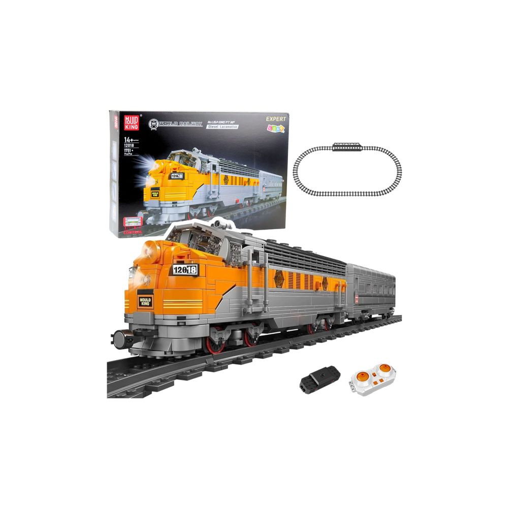 Konstruktorius Nuotoliniu būdu valdomas RC traukinys 1751 el., Pilka / geltona-Žaislai, Konstruktoriai, Lego, statybiniai blokai