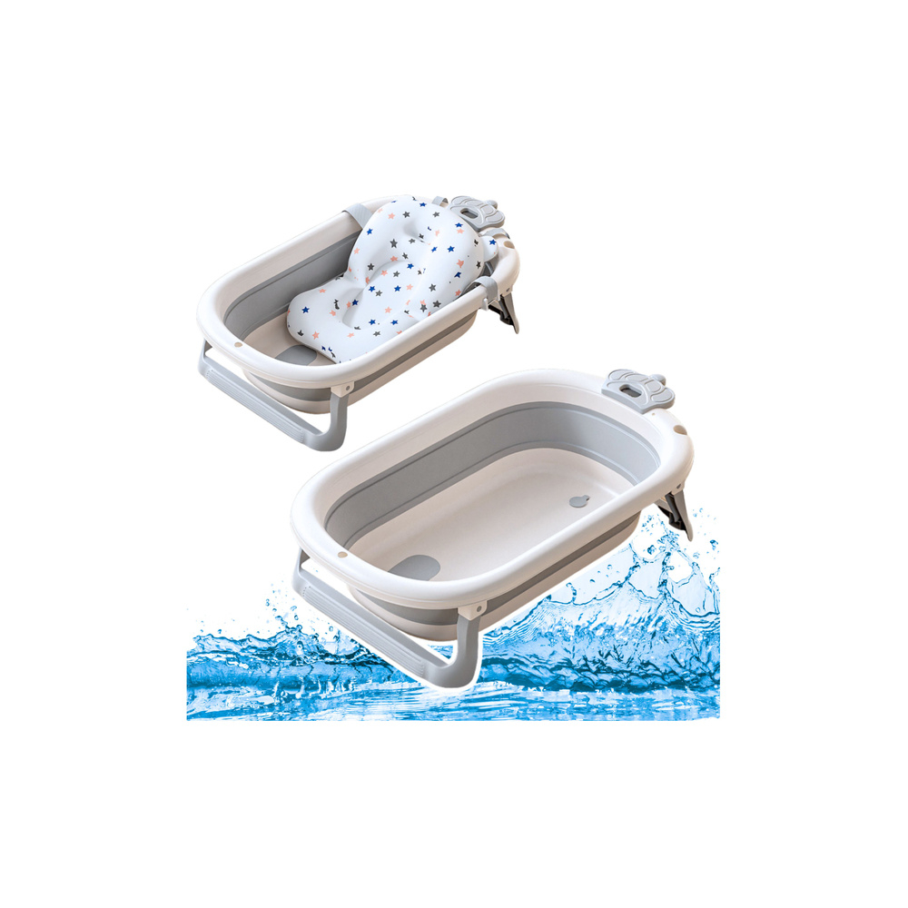 Wanienka Z Termometrem Dla Niemowląt Składana Materac W Gwiazdki Szara