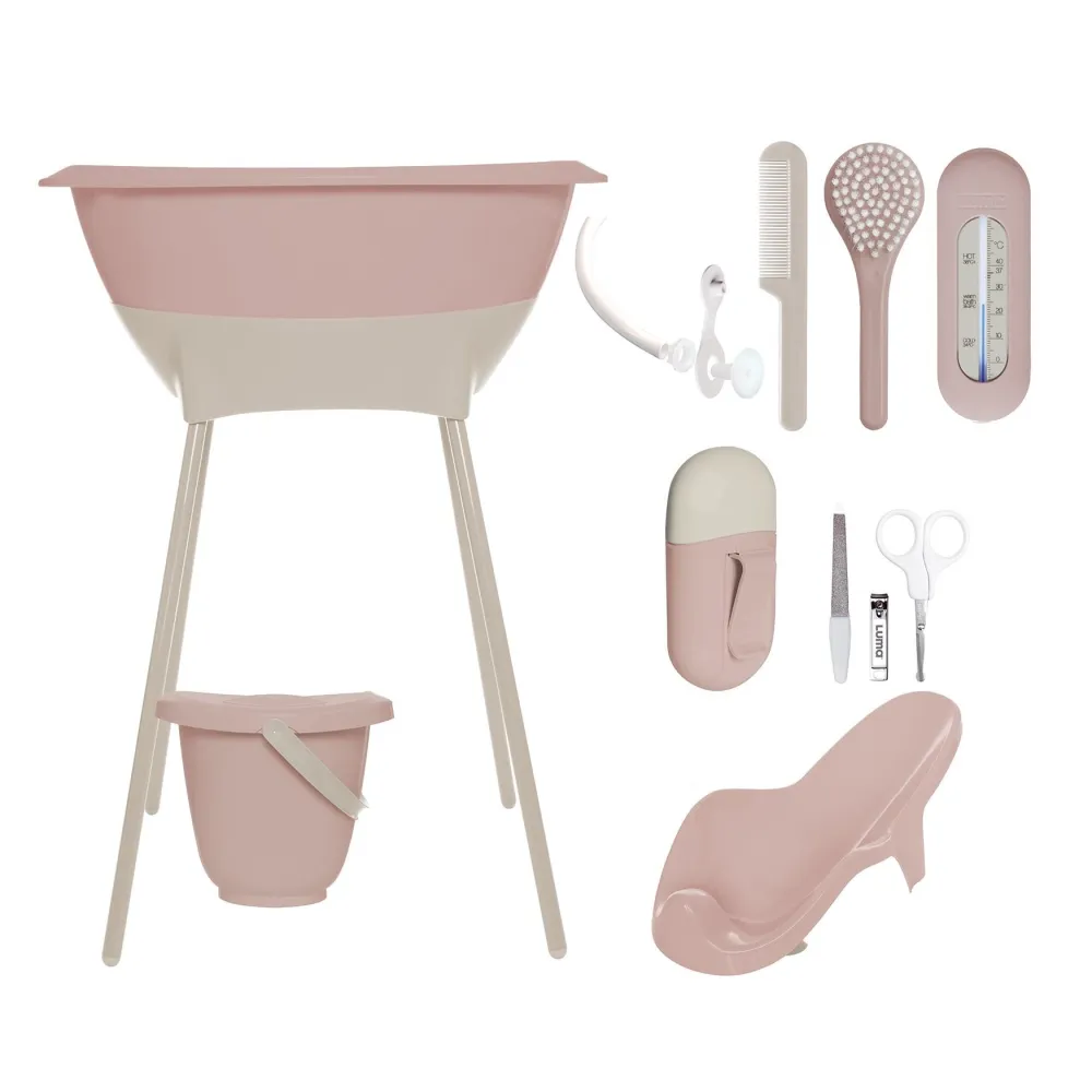 Vonios komplektas LUMA 8 dalių, Blush Pink-Priežiūrai, Vonelės, vonios gultukai-e-vaikas