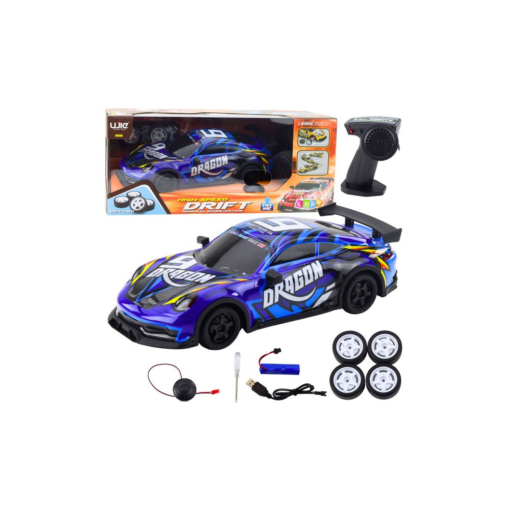 Nuotoliniu būdu valdomas Sportinis automobilis RC Drift Blue-Žaislai, Auto ir transporto žaislai, Valdomos radijo bangomis-e-vai