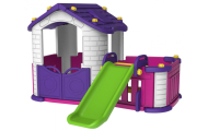 Didelis sodo namelis su prieangiu 5in1 violetinės spalvos-Žaislai, Lauko žaislai, Žaidimų nameliai ir jų priedai, Žaidimų aikšte