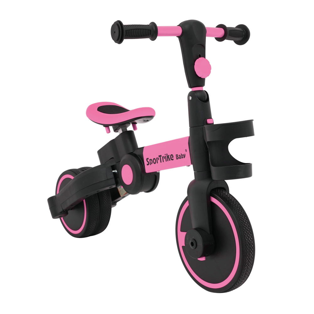 Dviratis Happy Bike 3in1 Sportrike, Pink-Judėjimui, Balansiniai dviratukai, Triratukai vaikams-e-vaikas