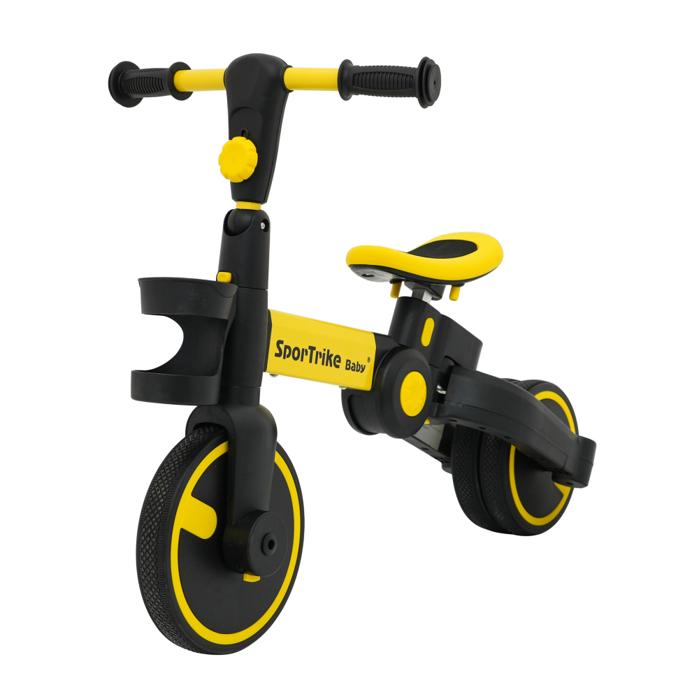 Dviratis Happy Bike 3in1 Sportrike, Yellow-Judėjimui, Balansiniai dviratukai, Triratukai vaikams-e-vaikas