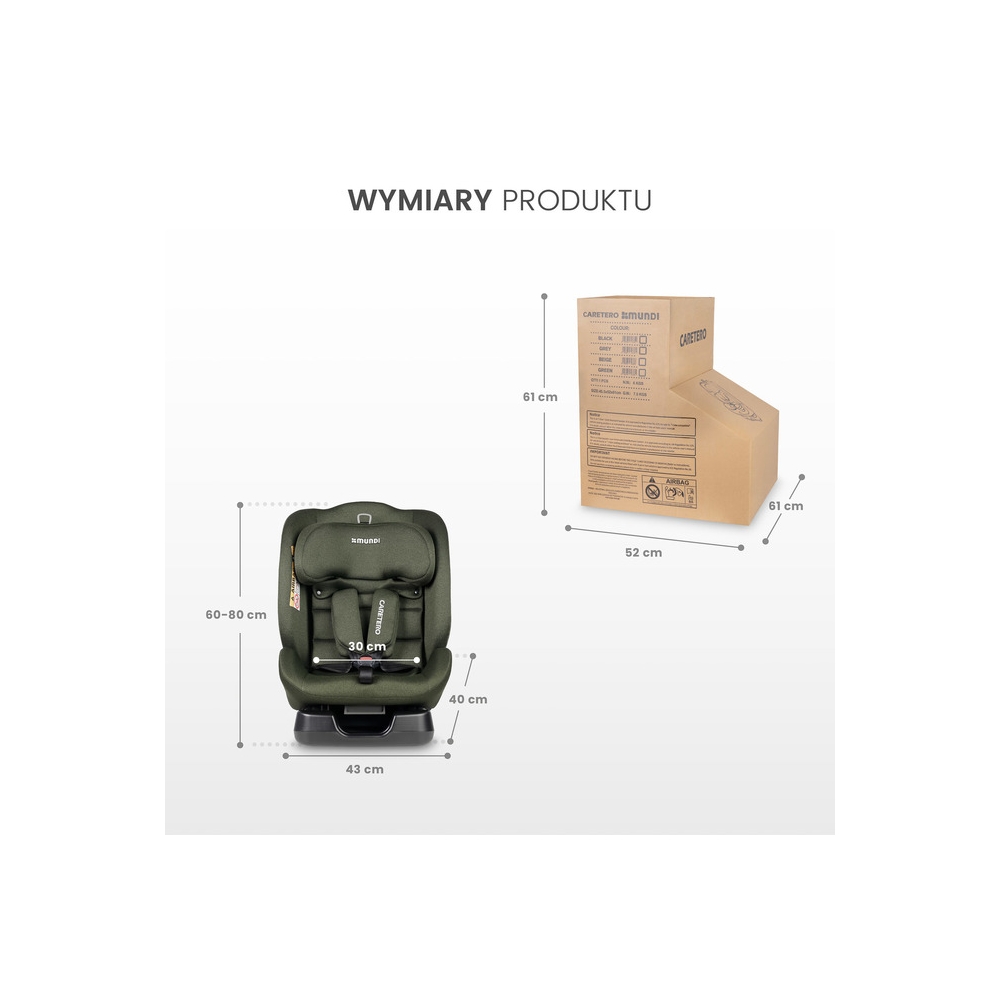 Automobilinė kėdutė MUNDI I-SIZE 40-150 cm, Grey-Automobilinės kėdutės, 9-36 kg-e-vaikas