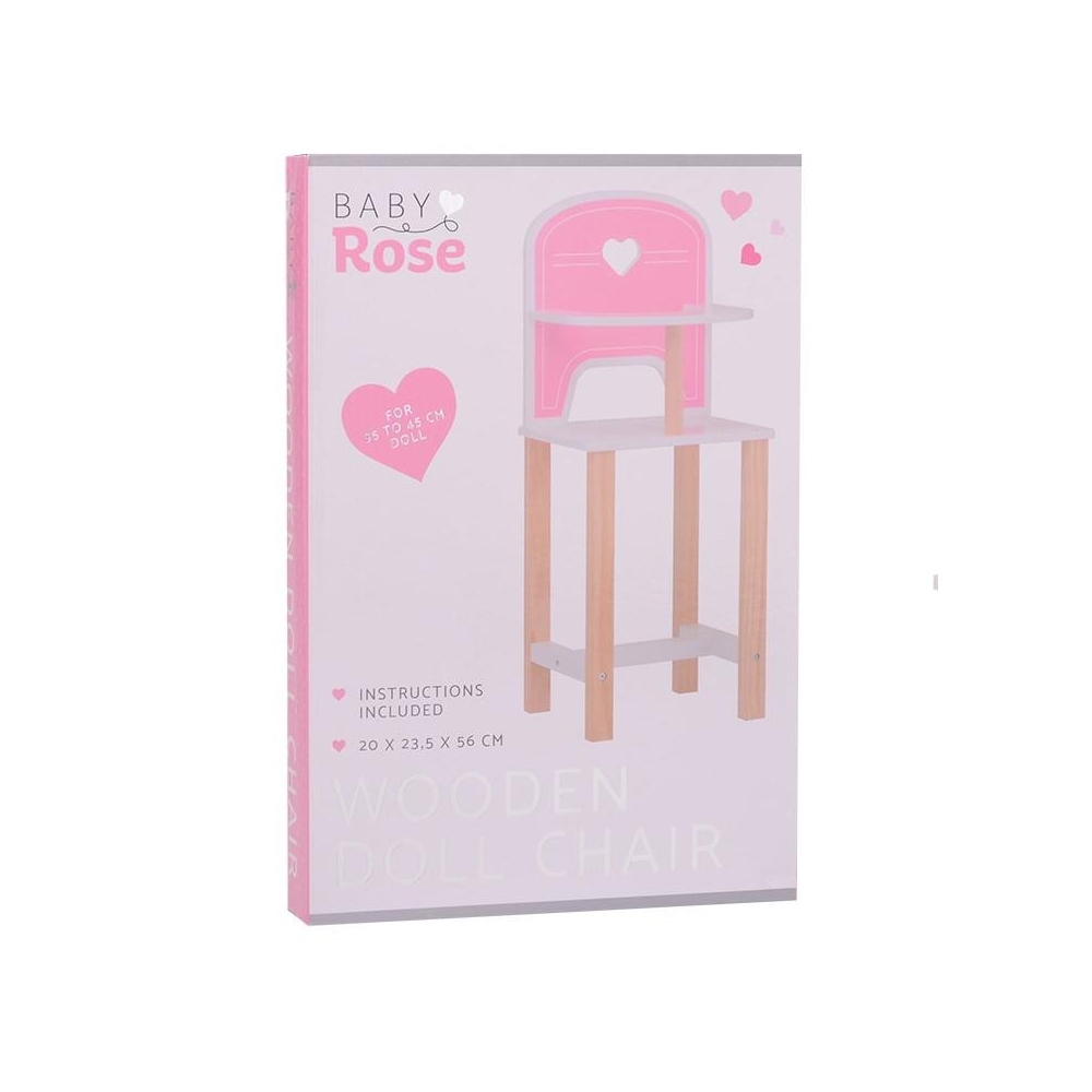 Drewniane krzesełko Baby Rose dla lalek 35-45 cm
