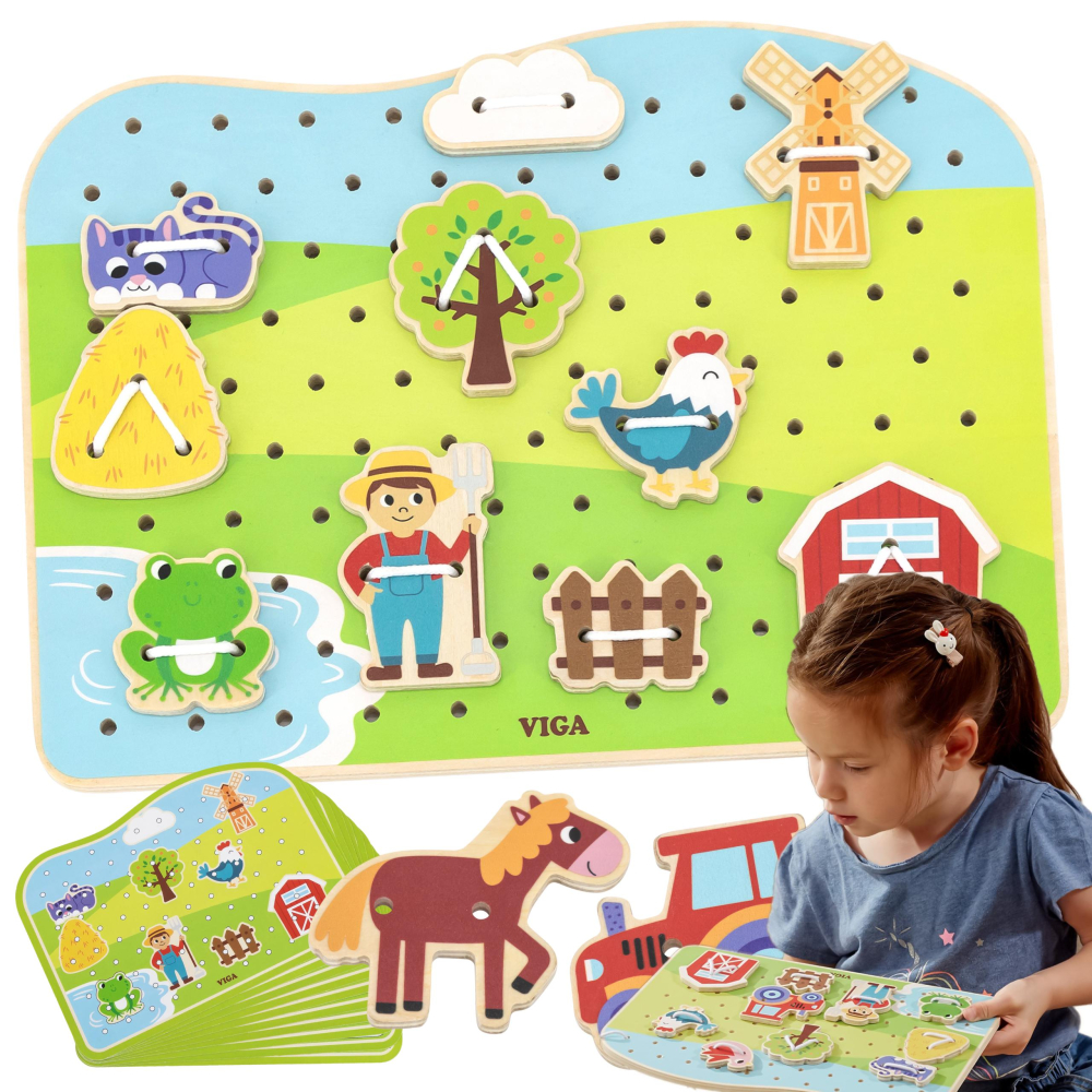 Medinis žaidimas VIGA Montessori Gyvūnai ūkyje-Žaislai, Kūdikiams, Mediniai, Žaislai mažyliams (iki 4 m.