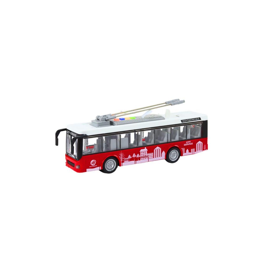 Trolejbus Autobus 1:16 Światła Dźwięki Napęd Biało-Czerwony