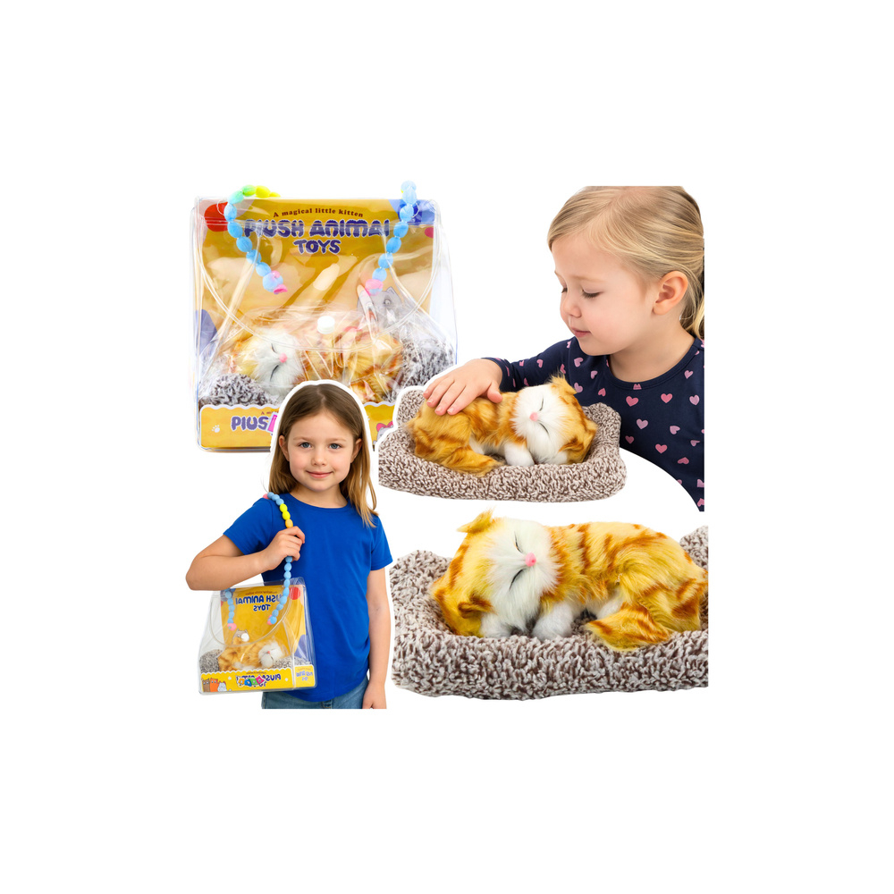 Miegantis raudonas katinas ant pagalvėlės permatomame krepšelyje-Žaislai, Interaktyvūs žaislai-e-vaikas