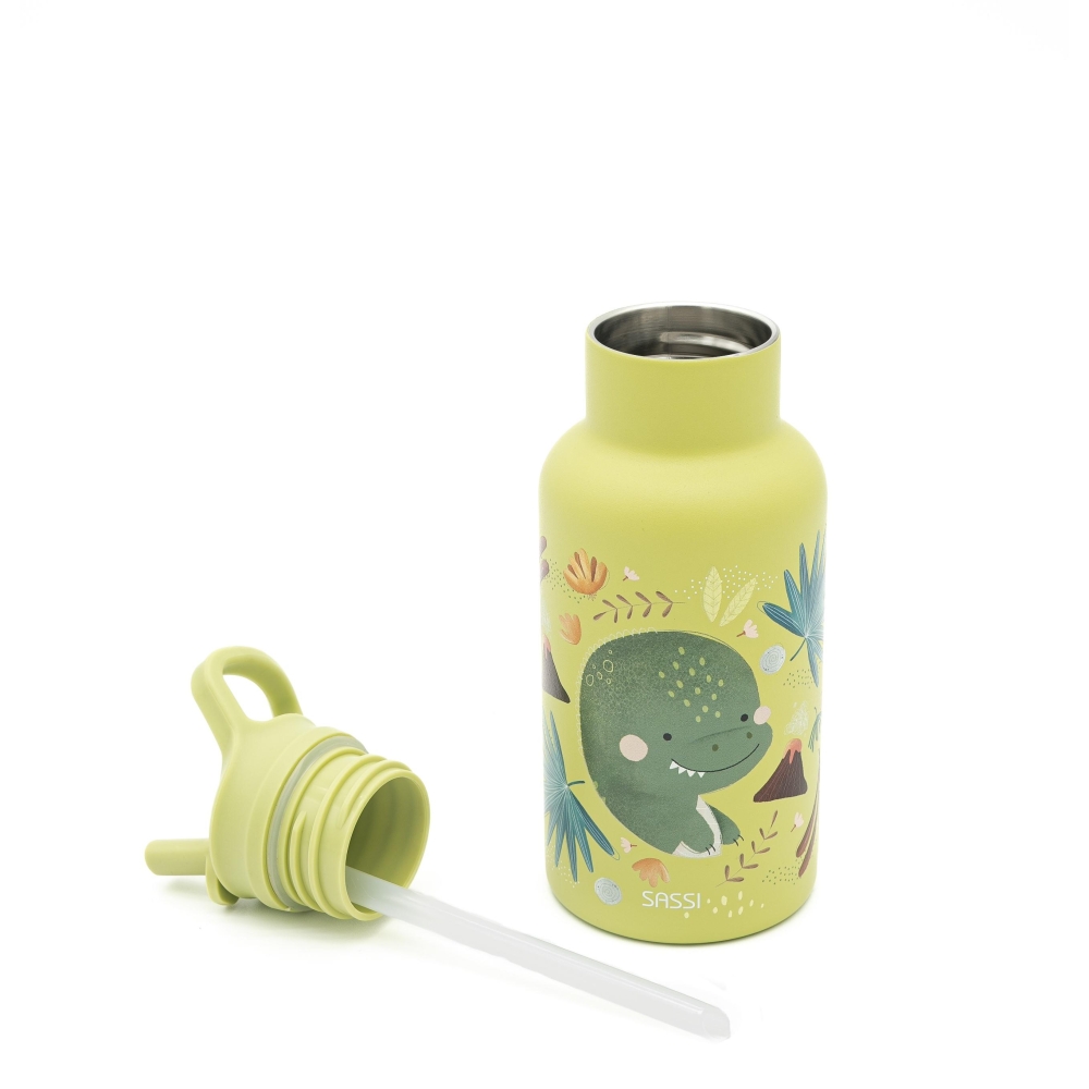 Nerūdijančio plieno vandens gertuvė, 350 ml, SASSI Dinozauras-Maitinimui, Indai, įrankiai, gertuvės, Puodeliai, gertuvės-e-vaika
