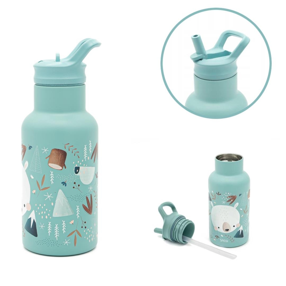 Nerūdijančio plieno vandens gertuvė, 350 ml, SASSI Meškutė-Maitinimui, Indai, įrankiai, gertuvės, Puodeliai, gertuvės-e-vaikas