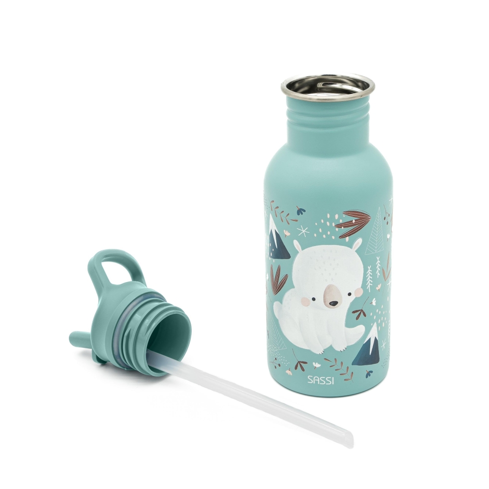 Nerūdijančio plieno vandens gertuvė, 500 ml, SASSI Meškutė-Maitinimui, Indai, įrankiai, gertuvės, Puodeliai, gertuvės-e-vaikas