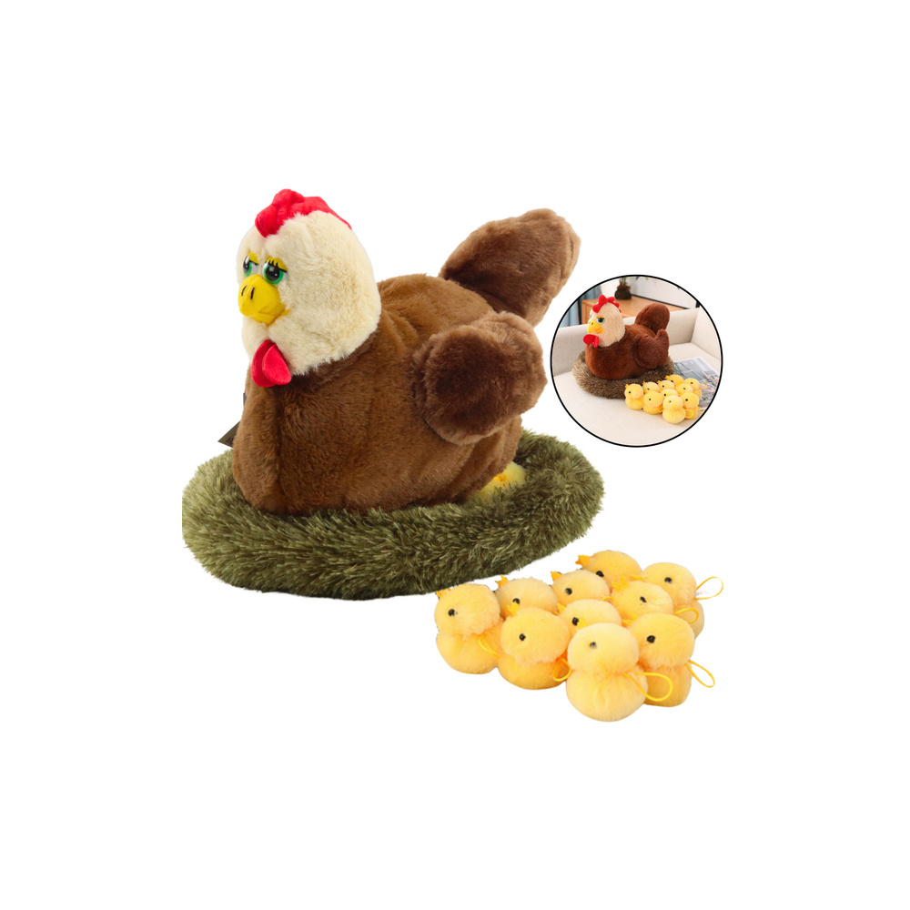 Pluszowa Kura Przytulanka Gniazdo Pisklaki Kurczaki 10szt