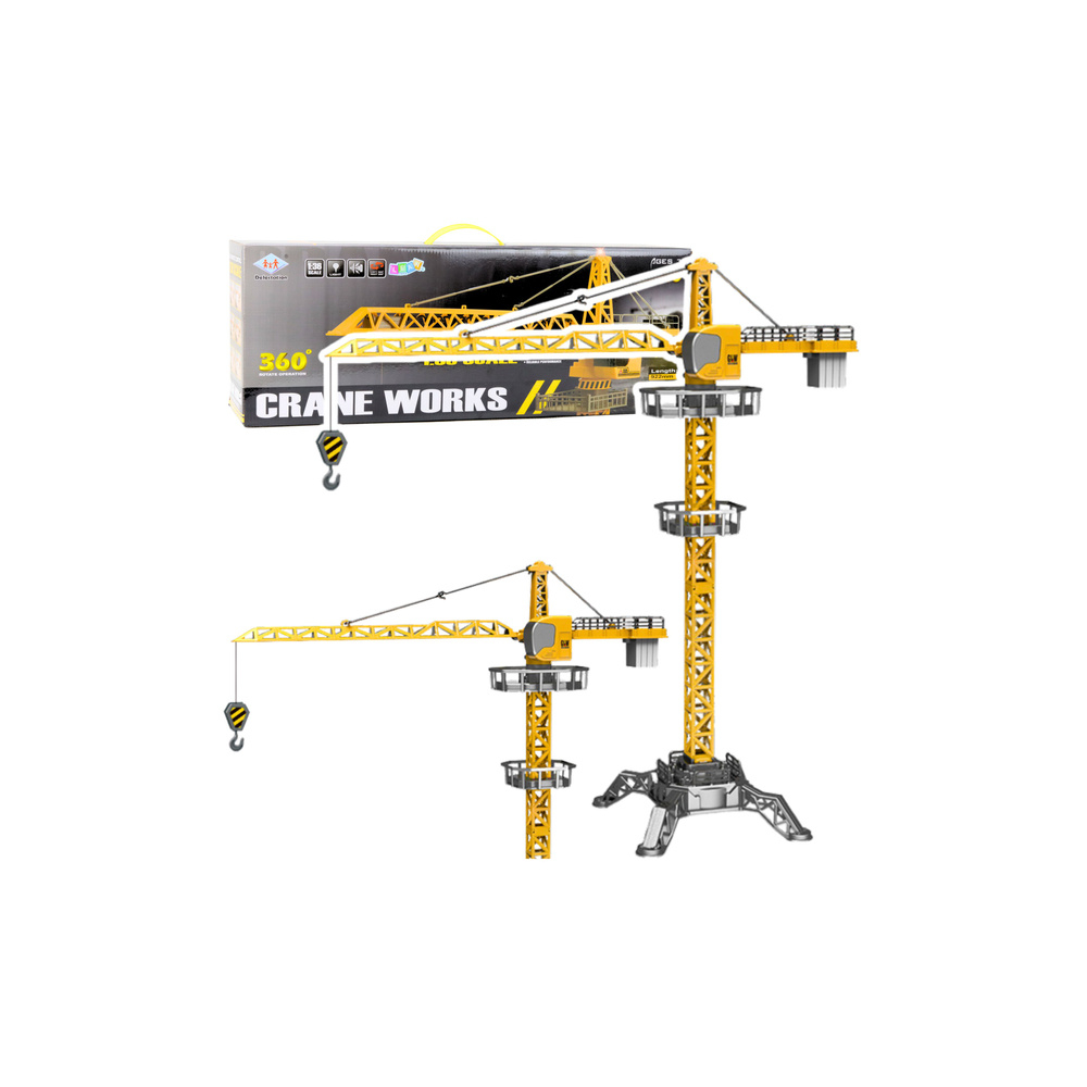 Dźwig Żuraw Zdalnie Sterowany RC Światła LED Obrót 360° 1:36 120 cm