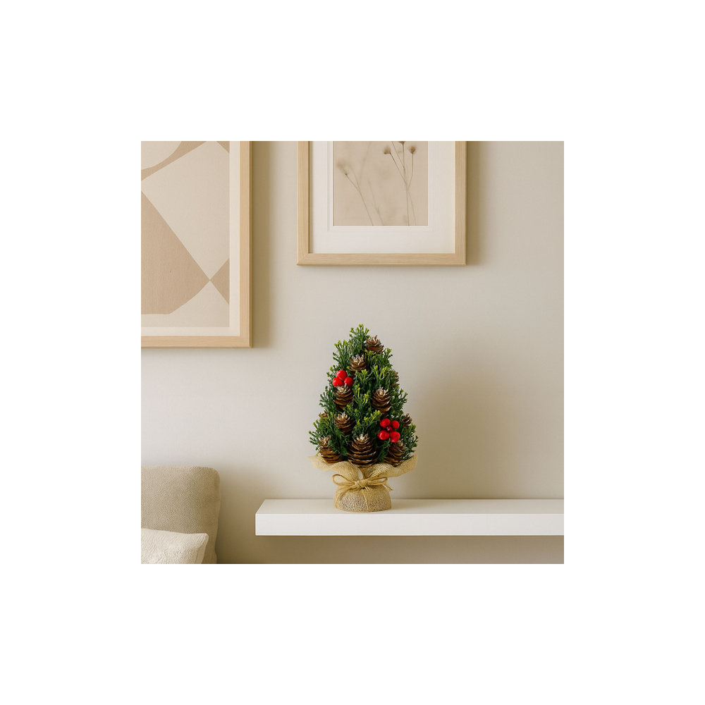 Mini kalėdinė eglutė su kankorėžiais 17x10cm-Šventės, Kalėdos-e-vaikas