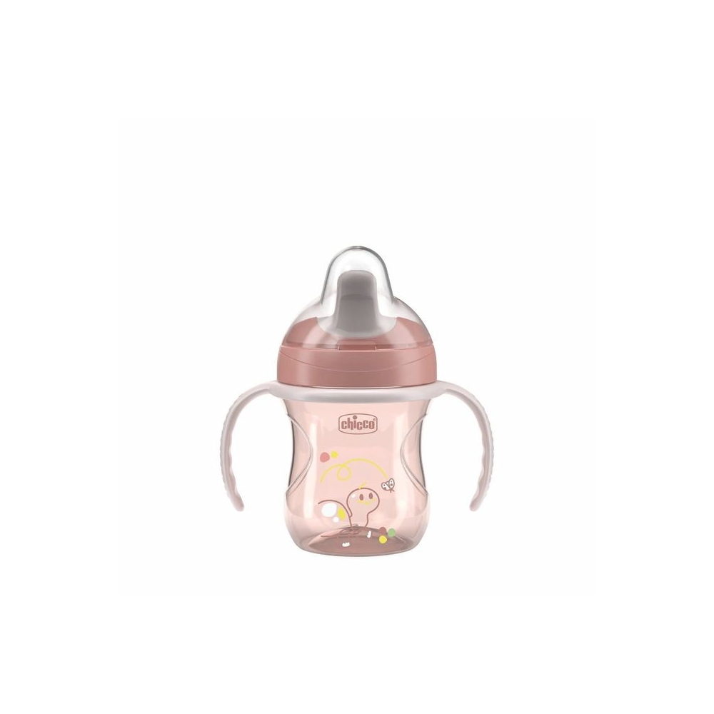 180622 PUODELIS SU KIETU KANDIKLIU 200ML 6+ ROŽINIS-Maitinimui, Indai, įrankiai, gertuvės, Puodeliai, gertuvės-e-vaikas