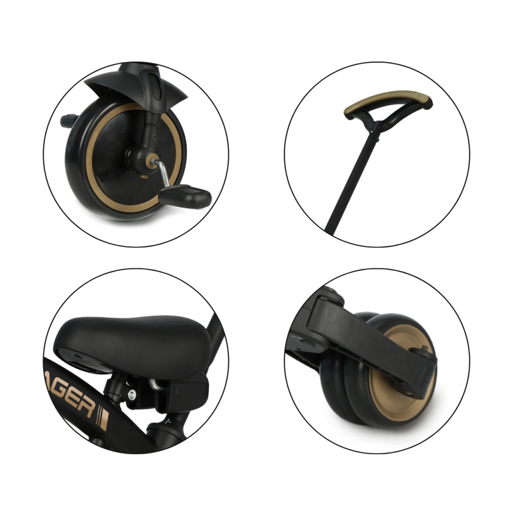 Triratukas Qplay Stager 3in1 su stūmimo rankena, Platinum-Judėjimui, Balansiniai dviratukai, Triratukai vaikams-e-vaikas