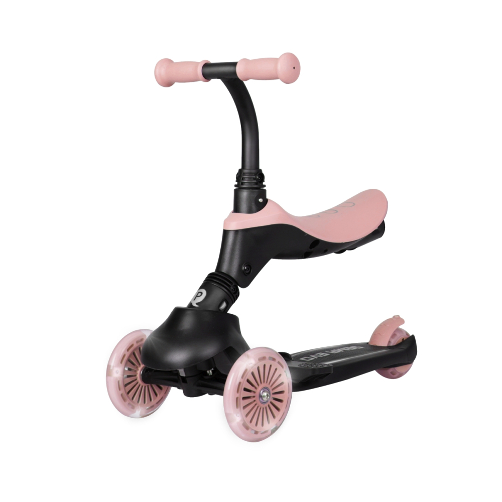 Paspirtukas Qplay Sema Evo 3in1, Coral Pink-Judėjimui, Paspirtukai vaikams-e-vaikas