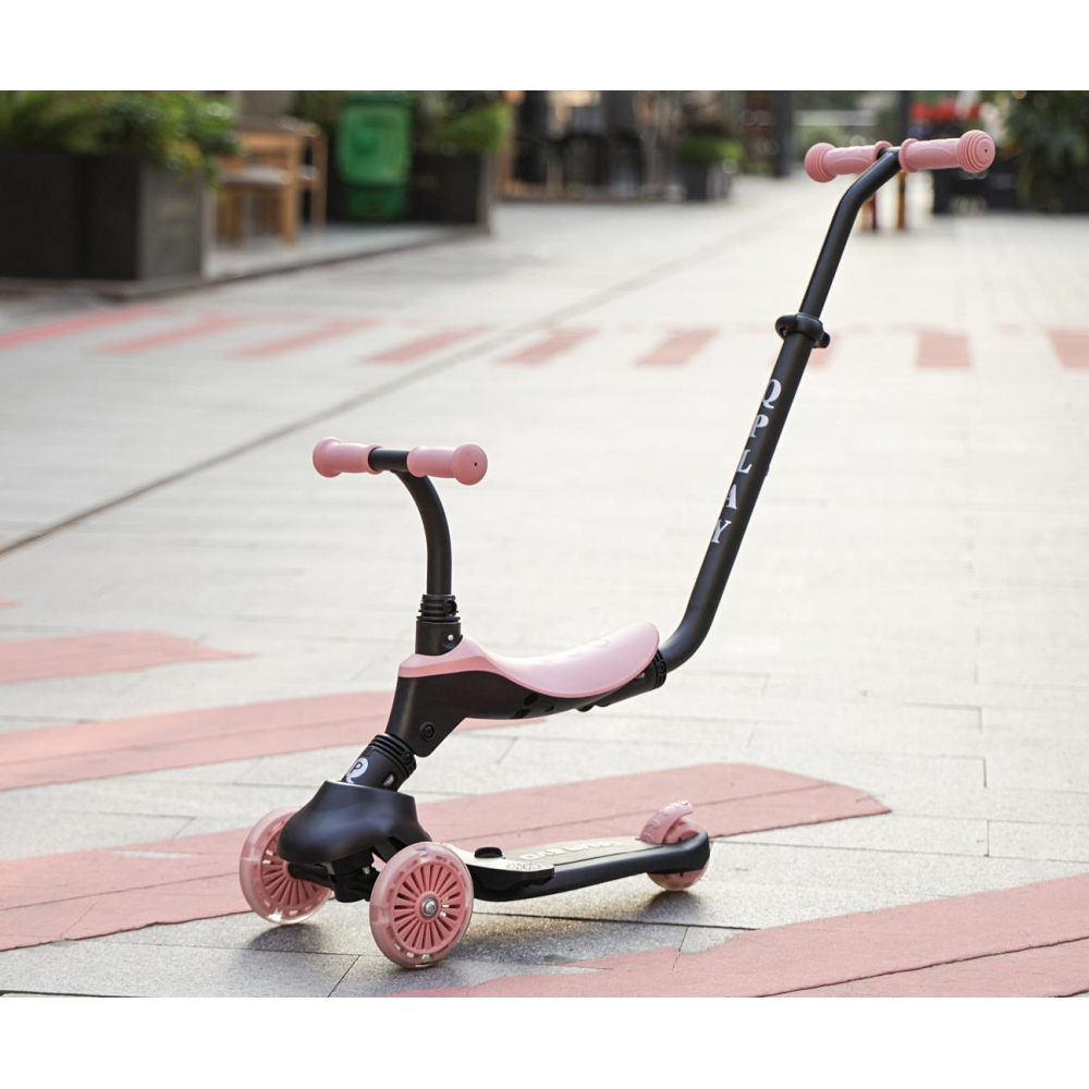 Paspirtukas Qplay Sema Evo 3in1, Coral Pink-Judėjimui, Paspirtukai vaikams-e-vaikas