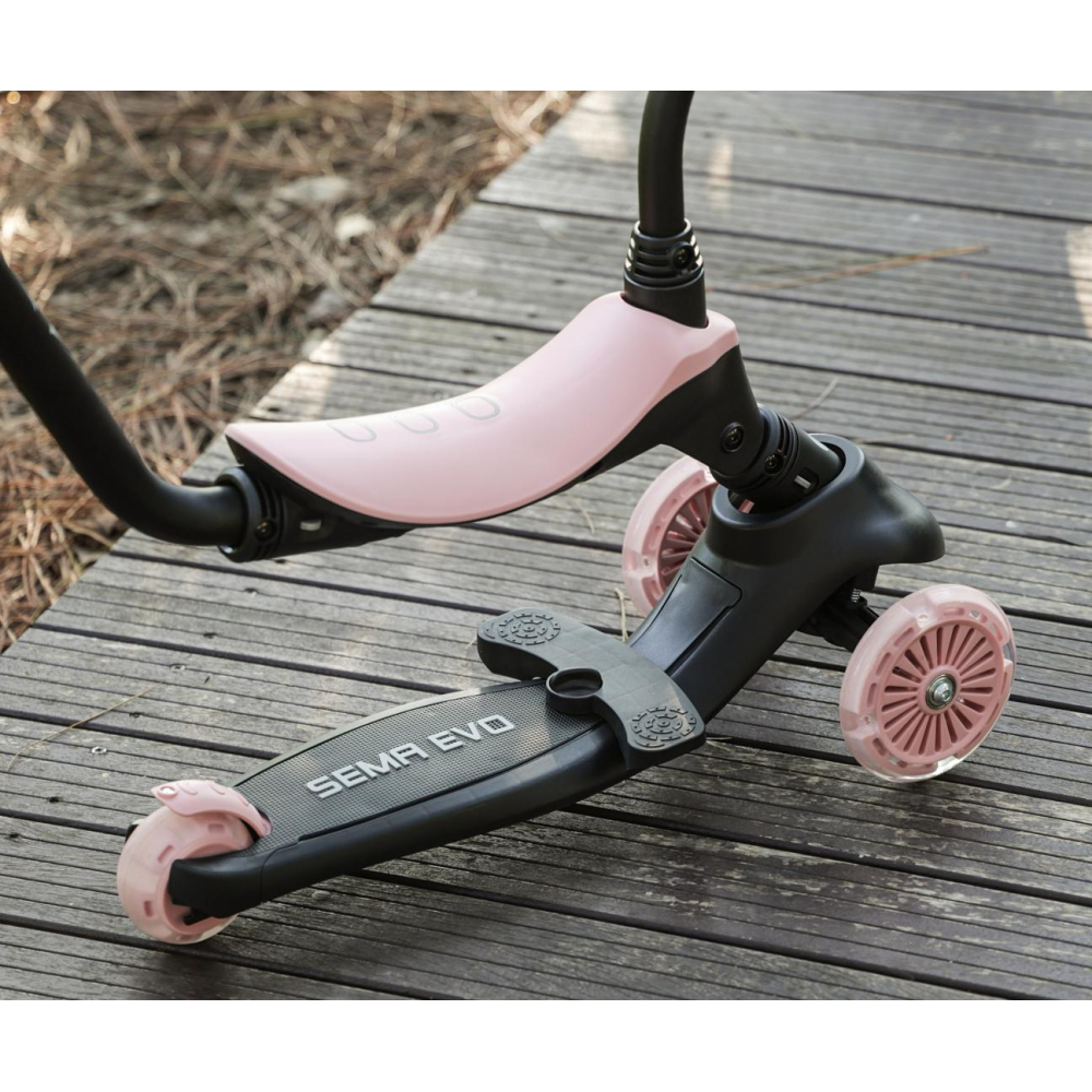 Paspirtukas Qplay Sema Evo 3in1, Coral Pink-Judėjimui, Paspirtukai vaikams-e-vaikas