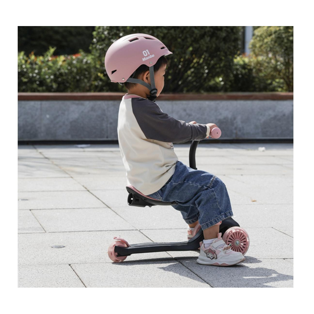 Paspirtukas Qplay Sema Evo 3in1, Coral Pink-Judėjimui, Paspirtukai vaikams-e-vaikas