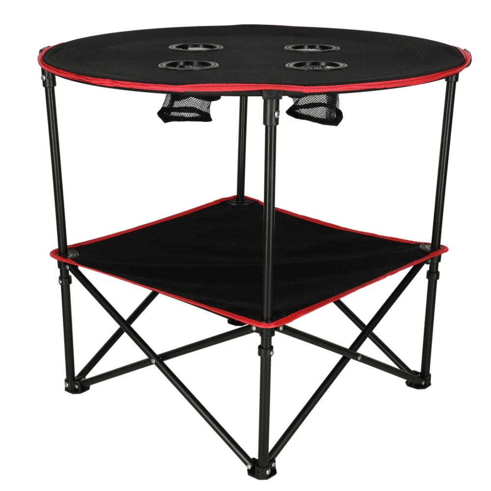 Kelioninis sulankstomas stalas su gėrimų laikikliais, juodas-Namai, laisvalaikis, turizmas, Sodo baldai, Turizmas, namų apyvokos