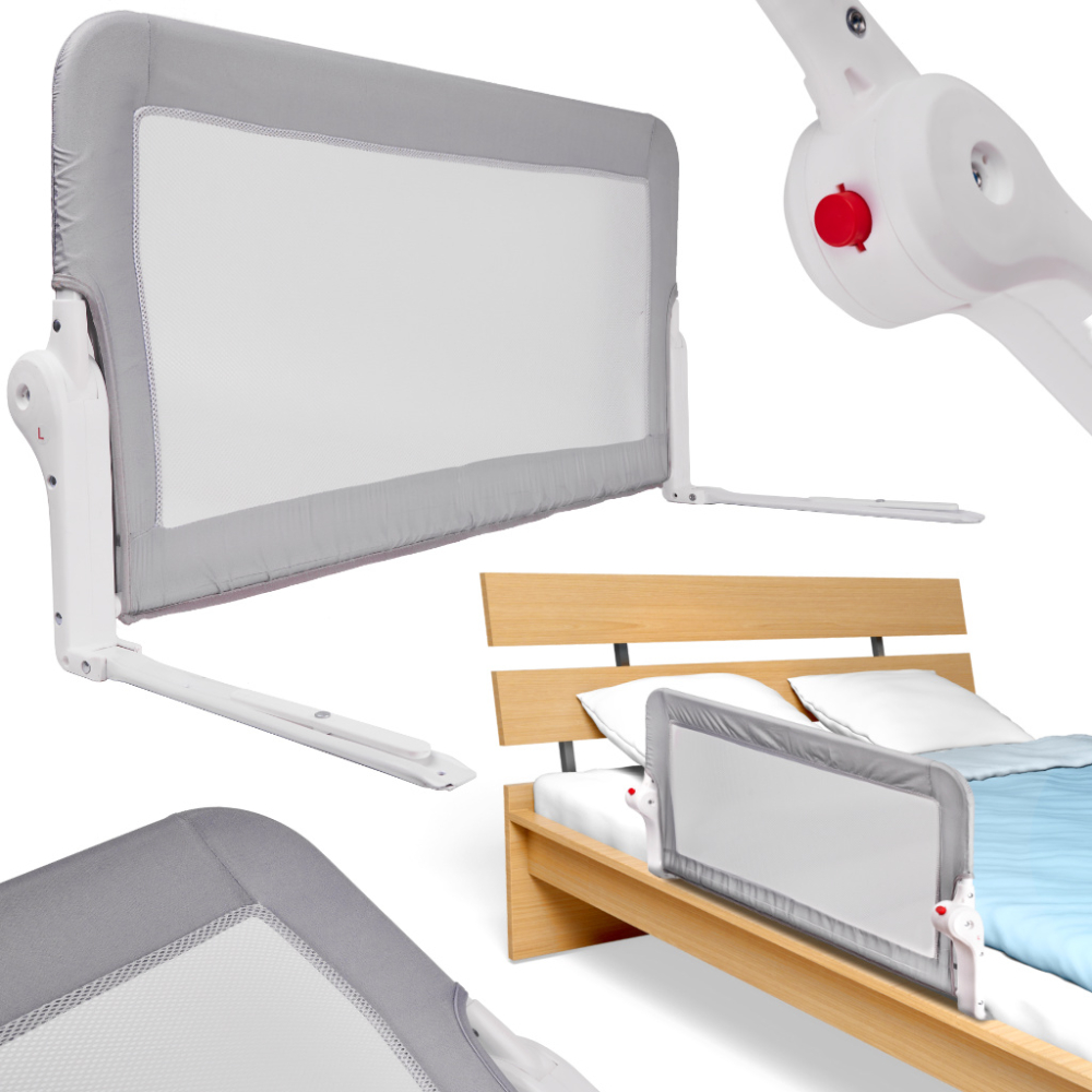 Lovytės apsauginis barjeras 150 cm pilkas-Miegui, Lovyčių, maniežų priedai-e-vaikas