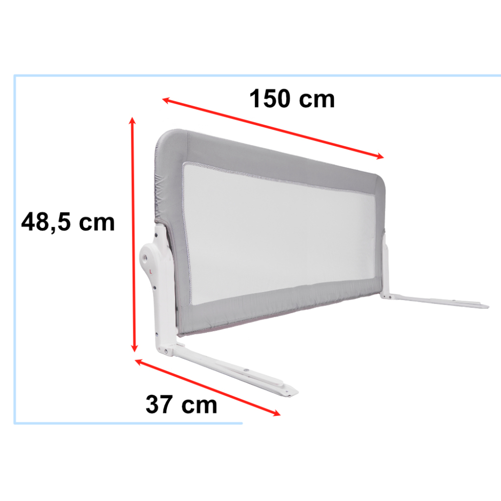 Lovytės apsauginis barjeras 150 cm pilkas-Miegui, Lovyčių, maniežų priedai-e-vaikas