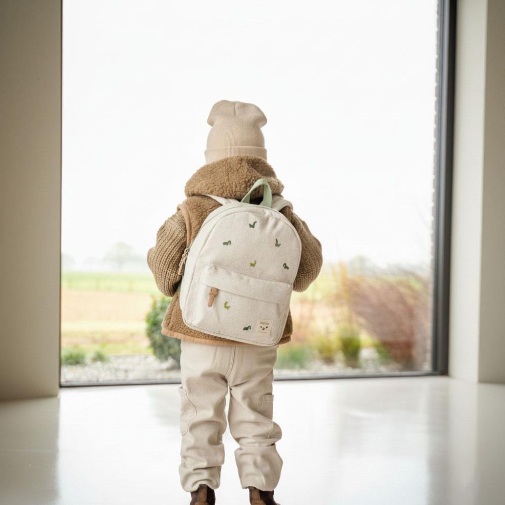 Vaikiškas kuprinė „Nostalgia Dino Beige“ KIDZROOM-Drabužiai ir aksesuarai, Aksesuarai, Rankinės, kuprinės, lagaminai-e-vaikas