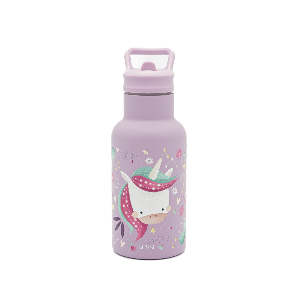 Nerūdijančio plieno vandens gertuvė, 350 ml, SASSI Vienaragis-Maitinimui, Indai, įrankiai, gertuvės, Puodeliai, gertuvės-e-vaika