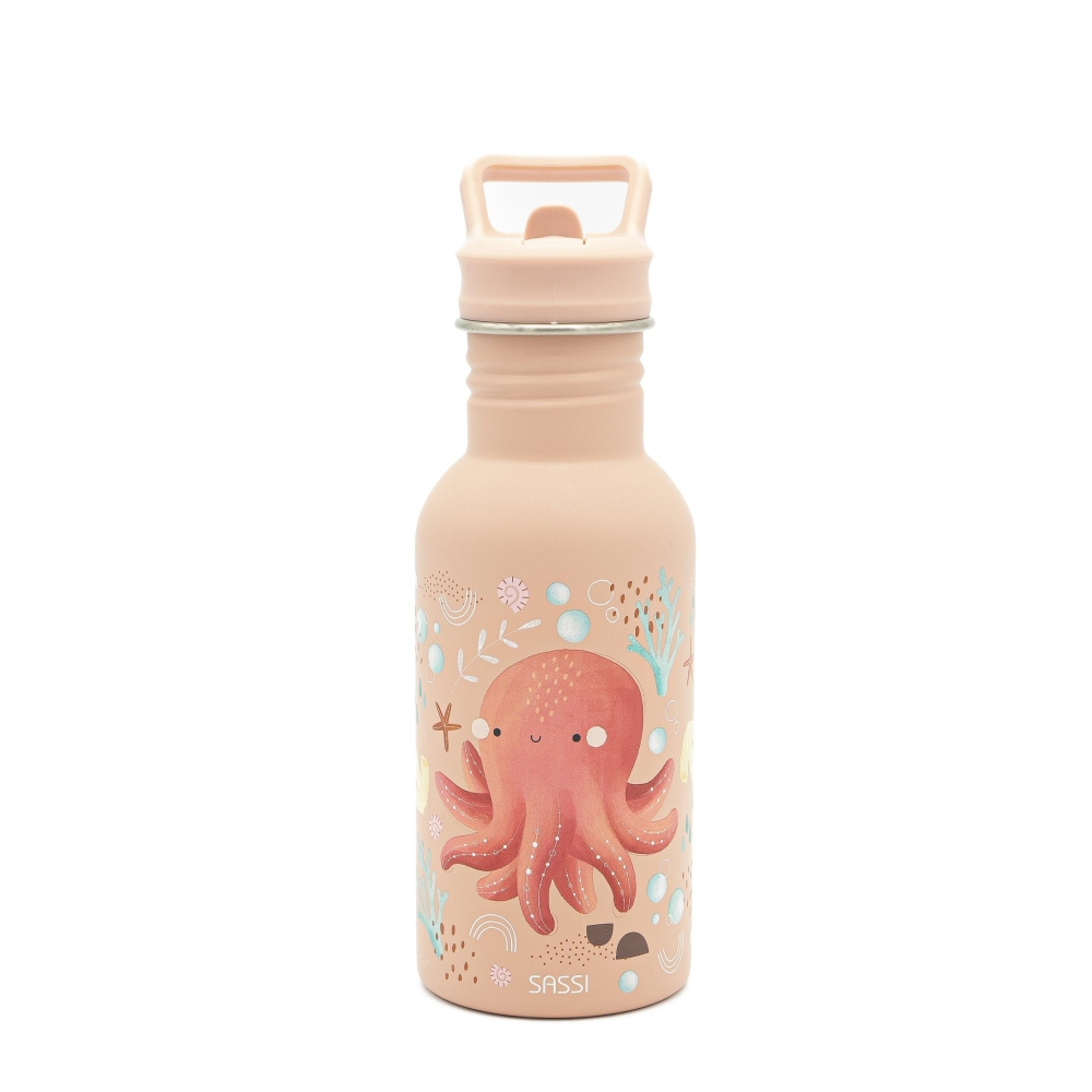 Nerūdijančio plieno vandens gertuvė, 500 ml, SASSI Aštuonkojis-Maitinimui, Indai, įrankiai, gertuvės, Puodeliai, gertuvės-e-vaik