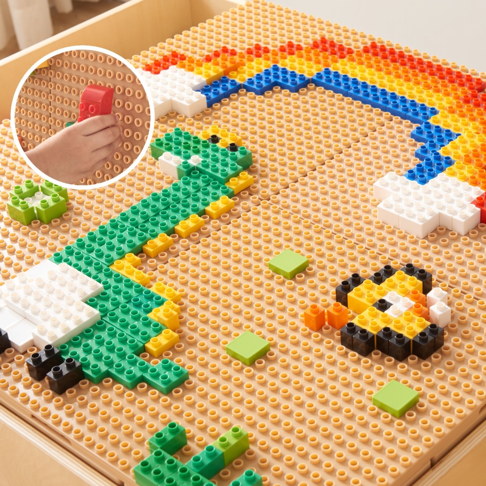 Medinis mokomasis stalas MASTERKIDZ + STEM SIENOS PRIEDAI + 563 plytos-Žaislai, Lavinamieji žaislai, Veiklos centrai-e-vaikas
