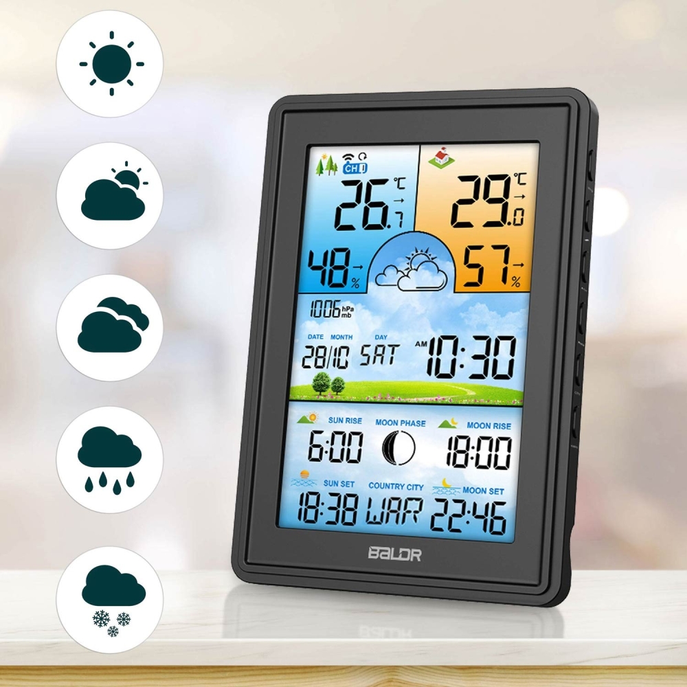 Meteorologijos stotis su ekranu BD-906 juoda-Namai, laisvalaikis, turizmas, Namų apyvokos prekės-e-vaikas