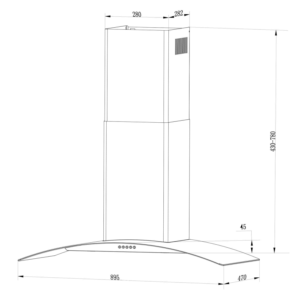 Kamininis gartraukis 90 cm Berdsen BT-223 INOX-Namai, laisvalaikis, turizmas, Virtuvei-e-vaikas