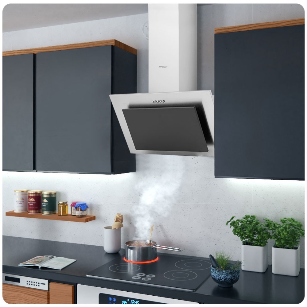 Kamininis gartraukis 60 cm Inox + juodas BT-209-Namai, laisvalaikis, turizmas, Virtuvei-e-vaikas