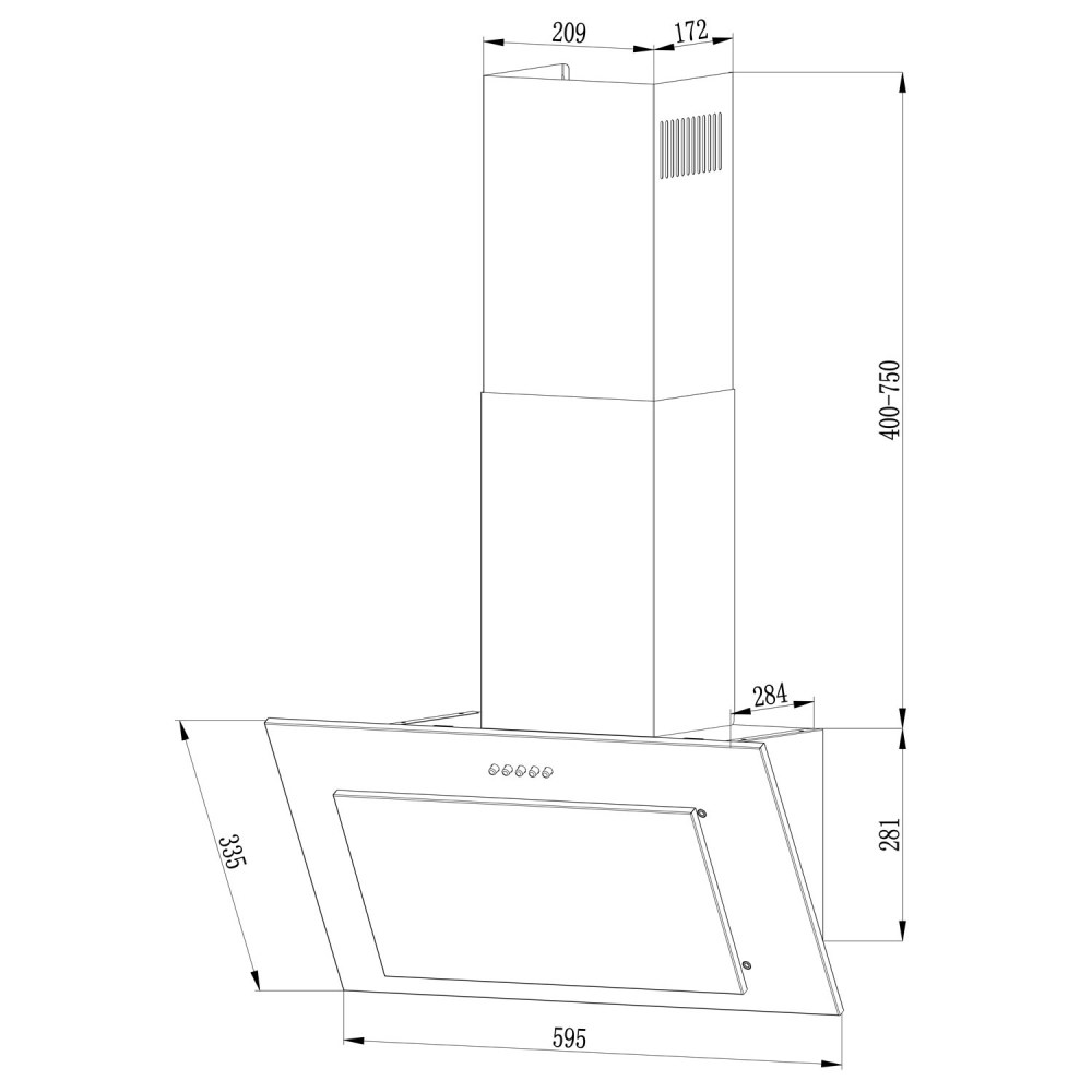 Kamininis gartraukis 60 cm Inox + juodas BT-209-Namai, laisvalaikis, turizmas, Virtuvei-e-vaikas
