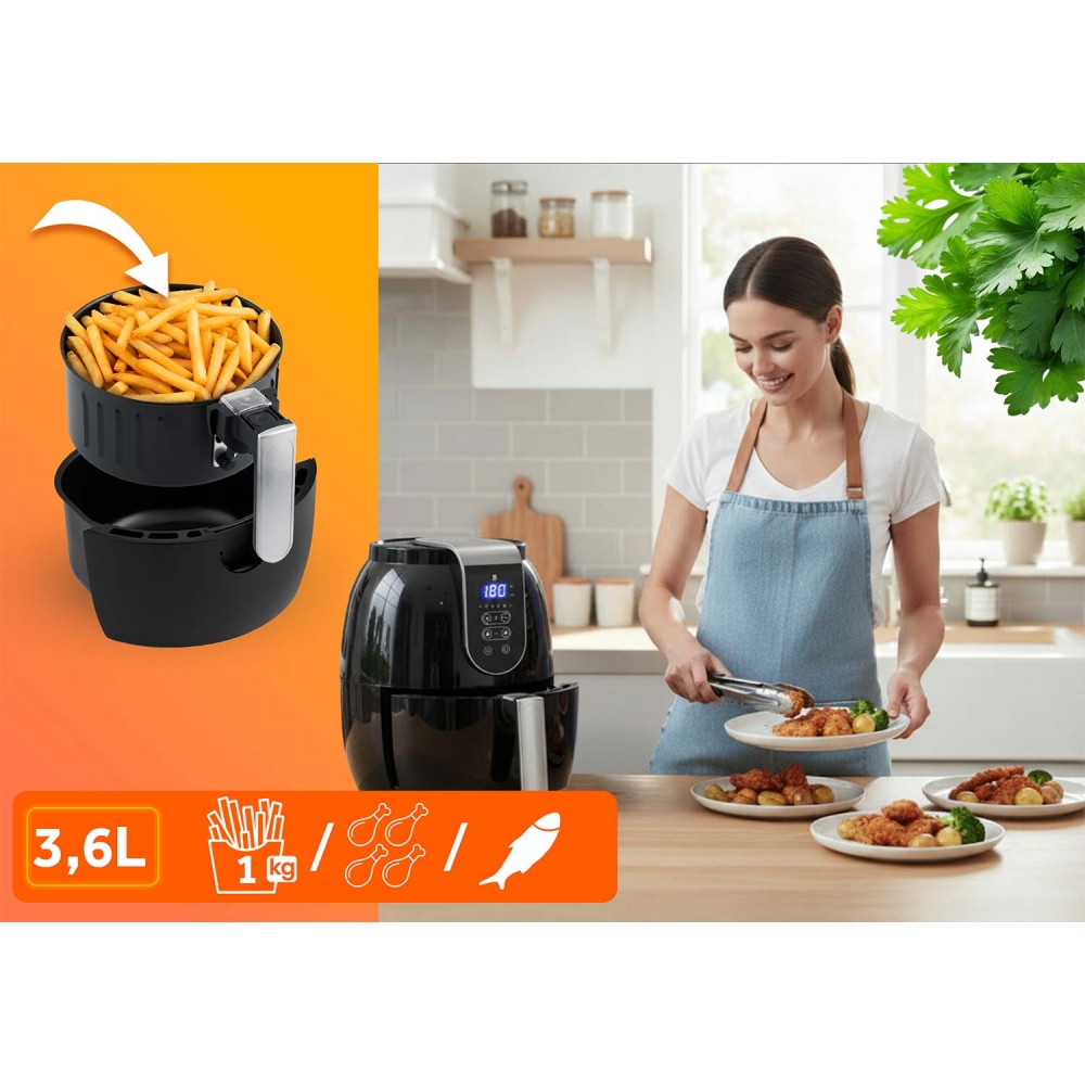 Karšto oro gruzdintuvė 3,6 l Berdsen BD-651-Namai, laisvalaikis, turizmas, Virtuvei-e-vaikas