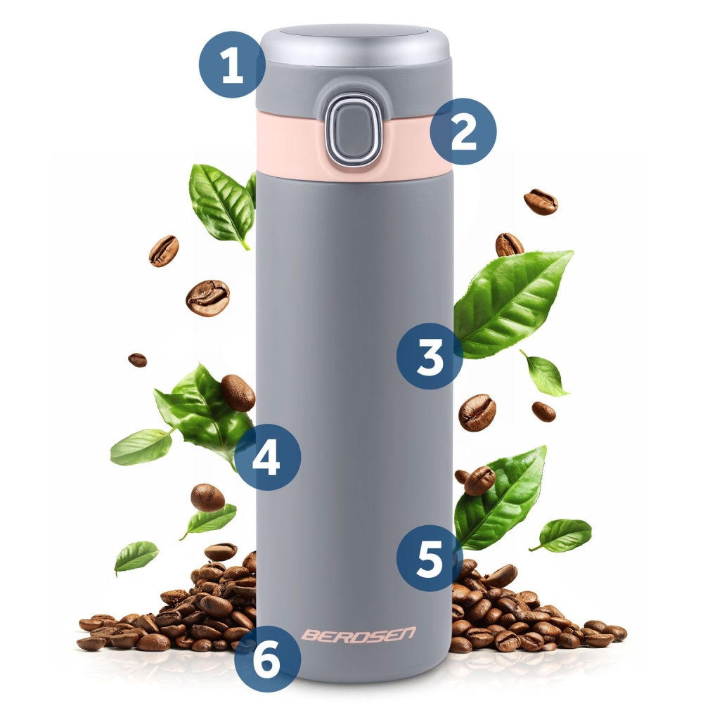 Vakuuminis termosas 450 ml BD-786 pilkas-Maitinimui, Indai, įrankiai, gertuvės, Puodeliai, gertuvės, Termo indai-e-vaikas