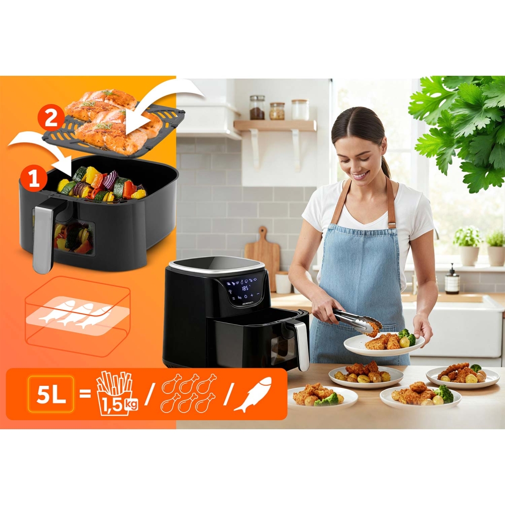 Karšto oro gruzdintuvė 5l BD-652 juoda-sidabrinė-Namai, laisvalaikis, turizmas, Virtuvei-e-vaikas