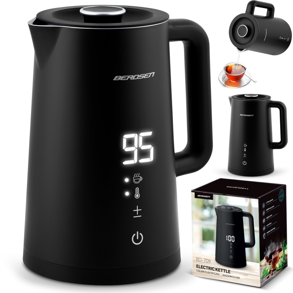 Elektrinis virdulys 1,7 l Berdsen BD-709 juodas-Namai, laisvalaikis, turizmas, Virtuvei-e-vaikas
