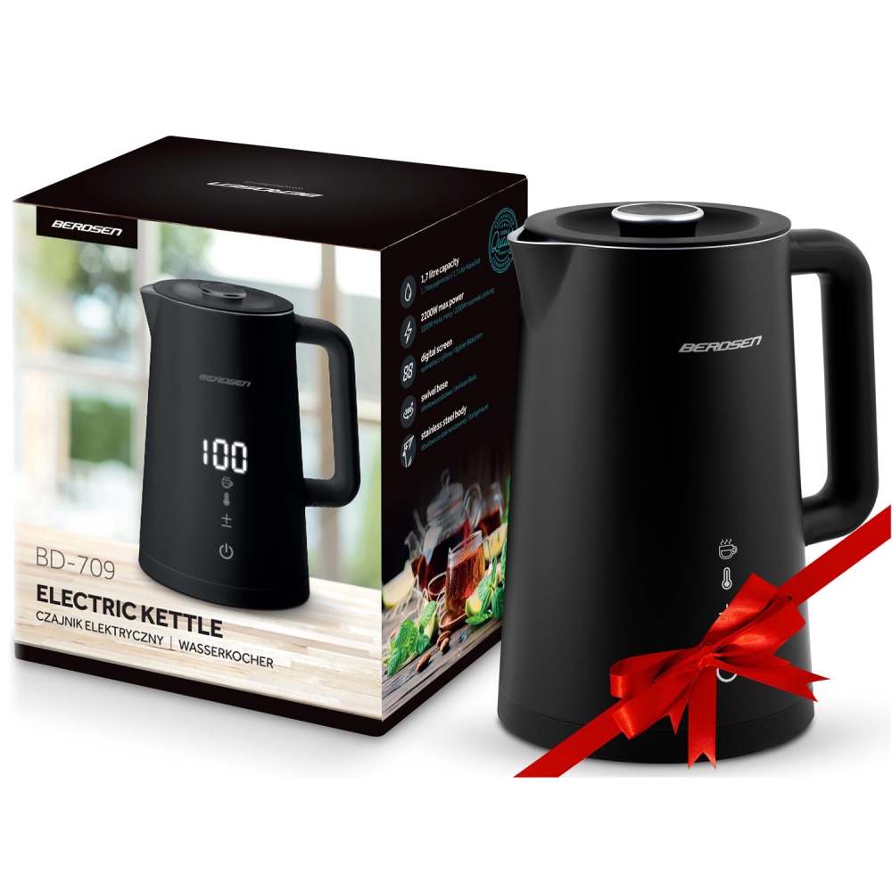 Elektrinis virdulys 1,7 l Berdsen BD-709 juodas-Namai, laisvalaikis, turizmas, Virtuvei-e-vaikas