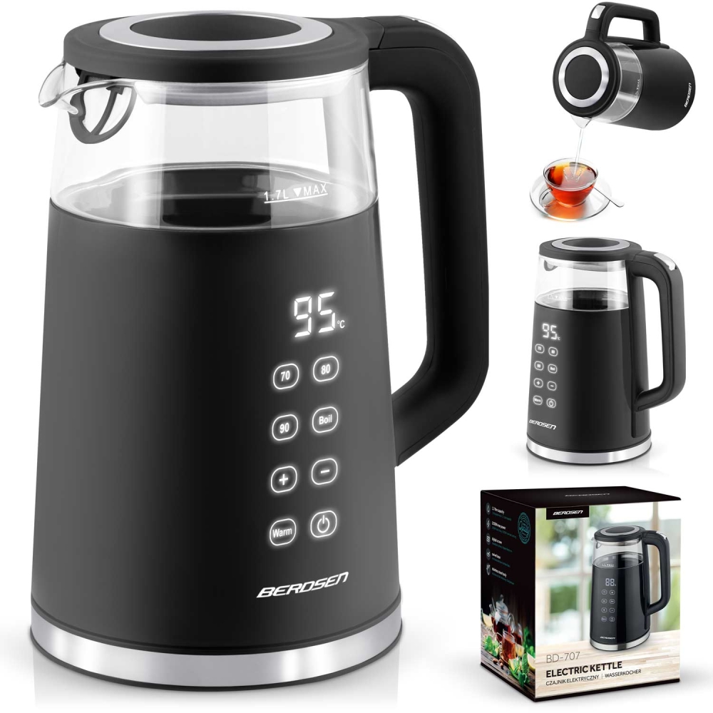 Elektrinis virdulys 1,7 l Berdsen BD-707 juodas-Namai, laisvalaikis, turizmas, Virtuvei-e-vaikas
