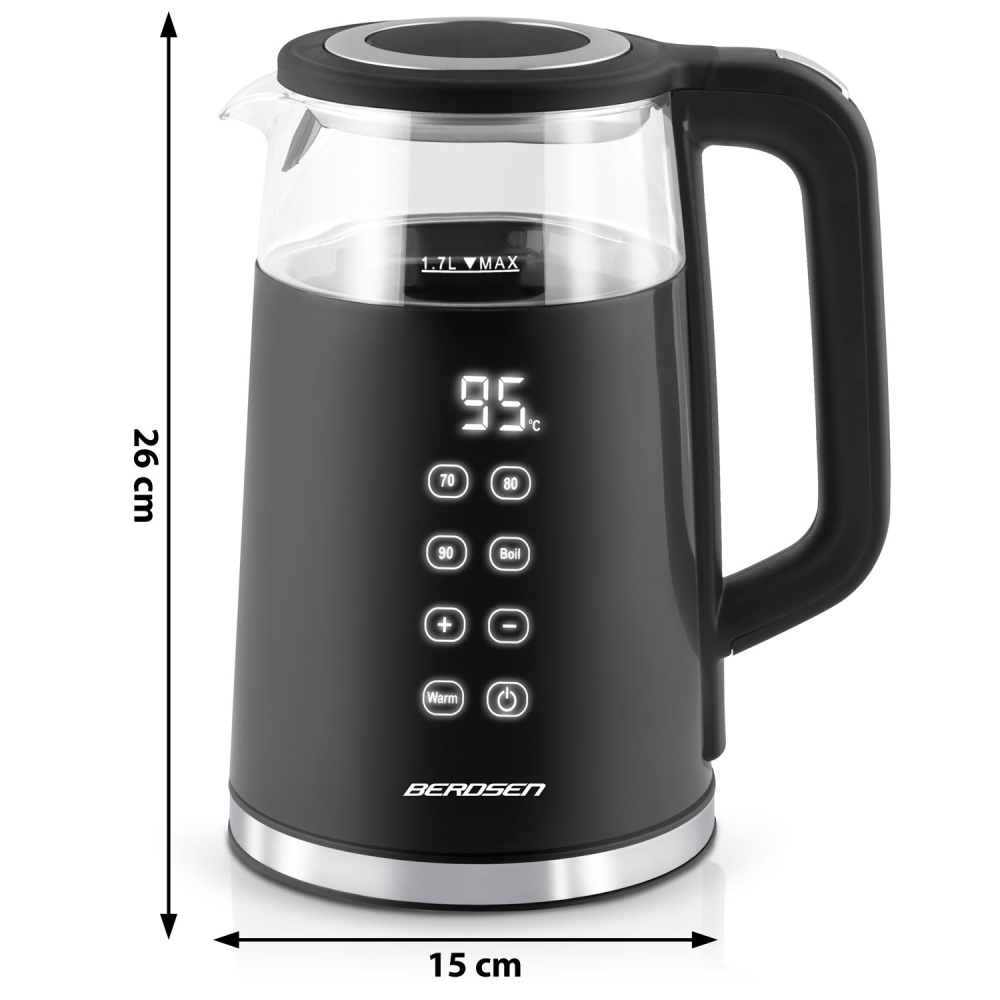 Elektrinis virdulys 1,7 l Berdsen BD-707 juodas-Namai, laisvalaikis, turizmas, Virtuvei-e-vaikas