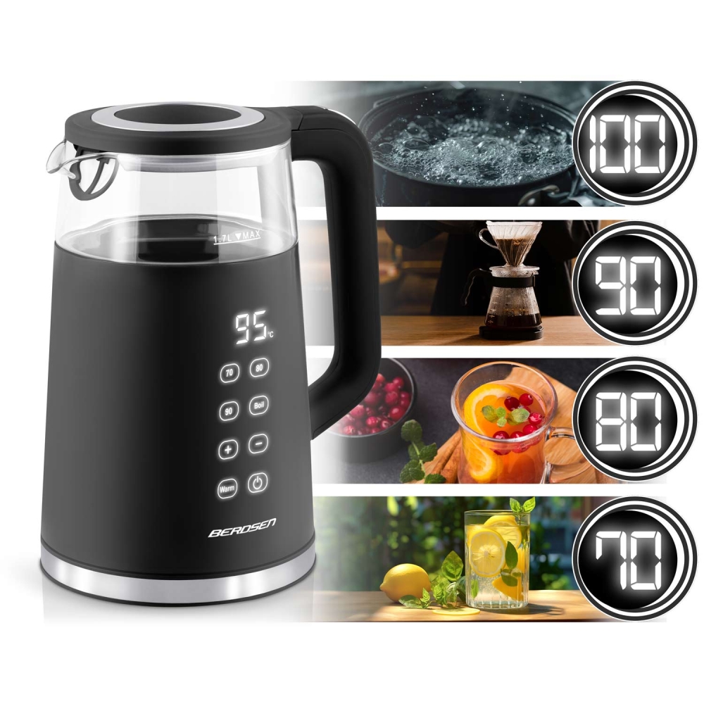 Elektrinis virdulys 1,7 l Berdsen BD-707 juodas-Namai, laisvalaikis, turizmas, Virtuvei-e-vaikas