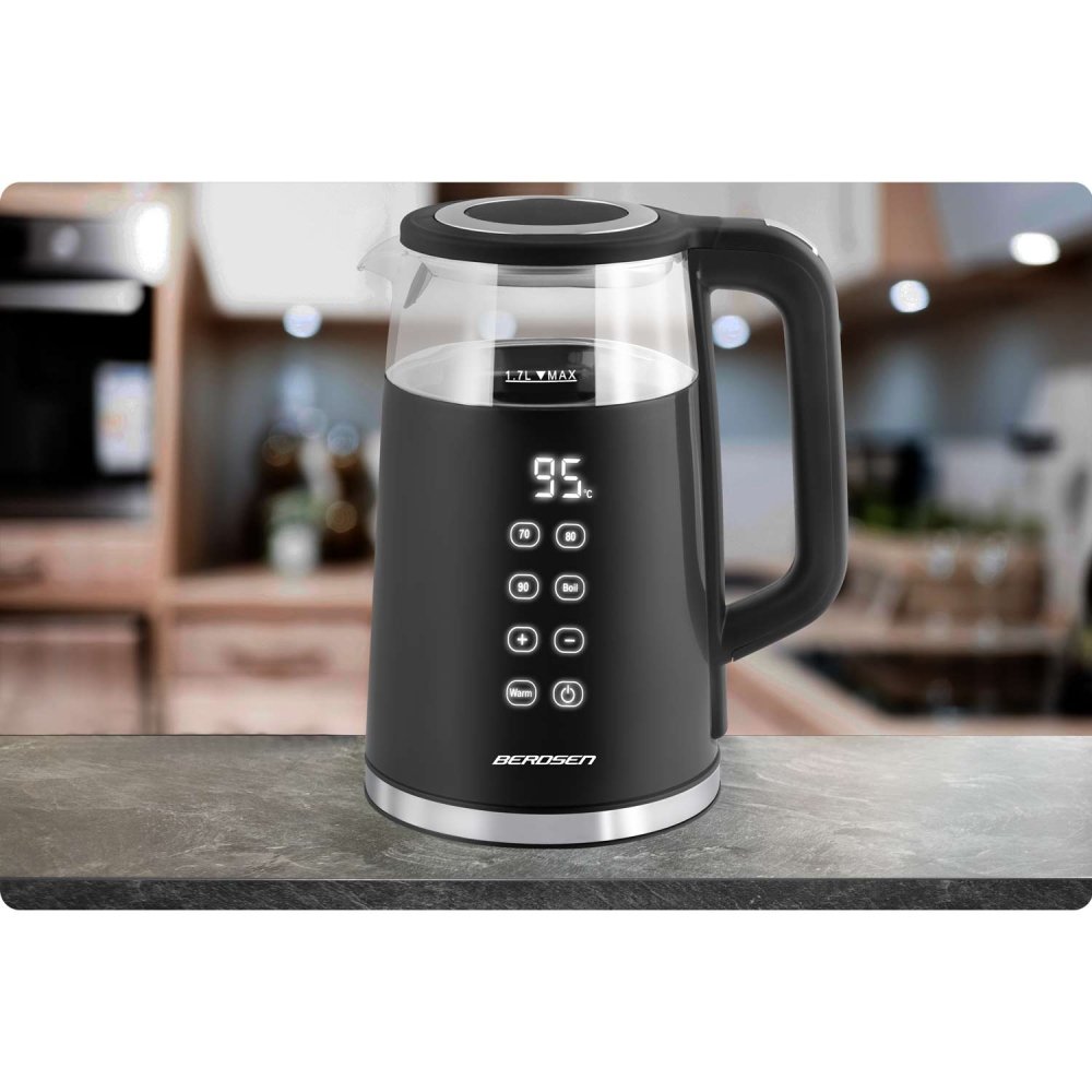 Elektrinis virdulys 1,7 l Berdsen BD-707 juodas-Namai, laisvalaikis, turizmas, Virtuvei-e-vaikas