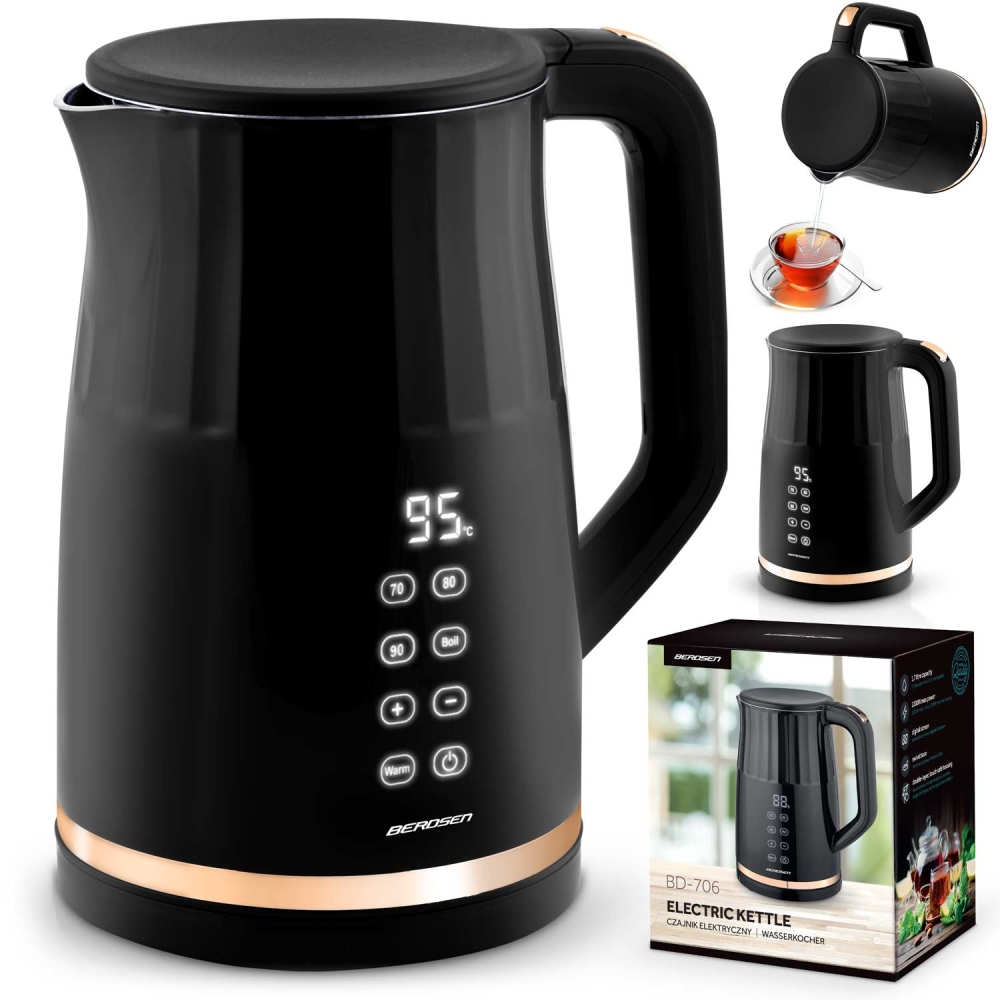Elektrinis virdulys 1,7 l Berdsen BD-706 juodas-Namai, laisvalaikis, turizmas, Virtuvei-e-vaikas