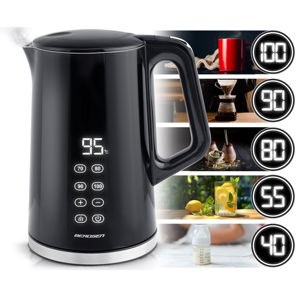 Elektrinis virdulys 1,7l Berdsen BD-71 juodas-sidabrinis-Namai, laisvalaikis, turizmas, Virtuvei-e-vaikas