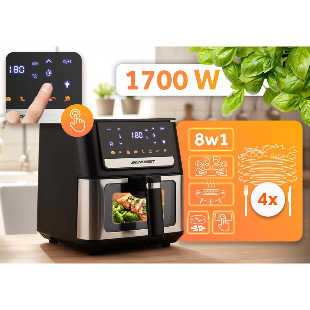 Karšto oro gruzdintuvė 6,5 l Berdsen 1700 W BD-655 juoda-Namai, laisvalaikis, turizmas, Virtuvei-e-vaikas