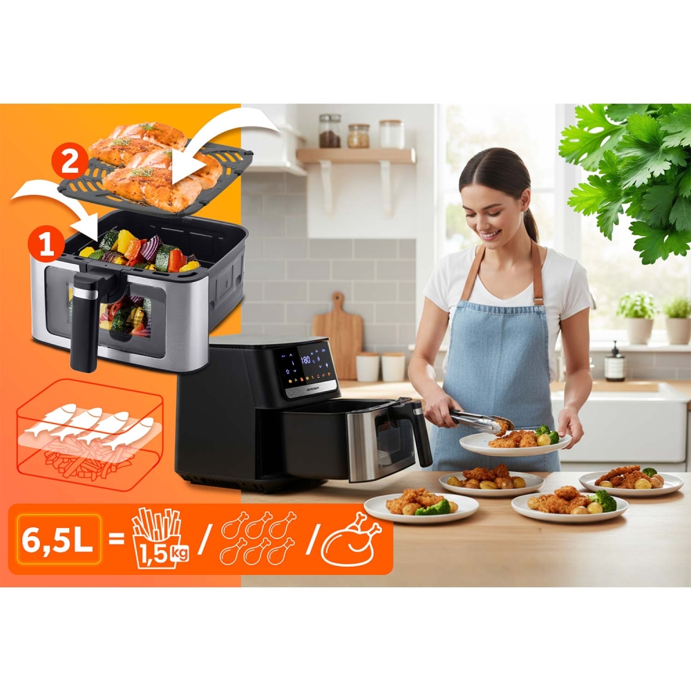 Karšto oro gruzdintuvė 6,5 l Berdsen 1700 W BD-655 juoda-Namai, laisvalaikis, turizmas, Virtuvei-e-vaikas