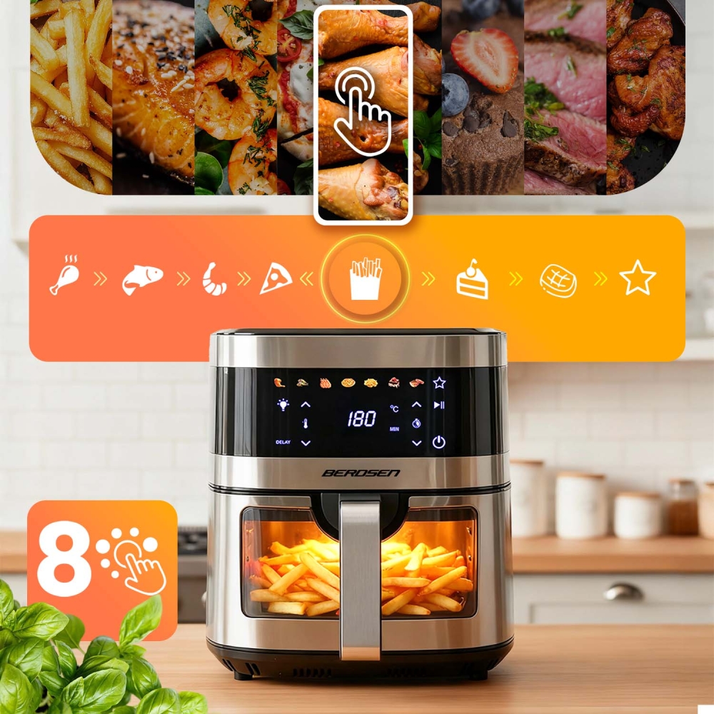 Karšto oro gruzdintuvė 9,1 l Berdsen 1700 W BD-656 sidabro sp.